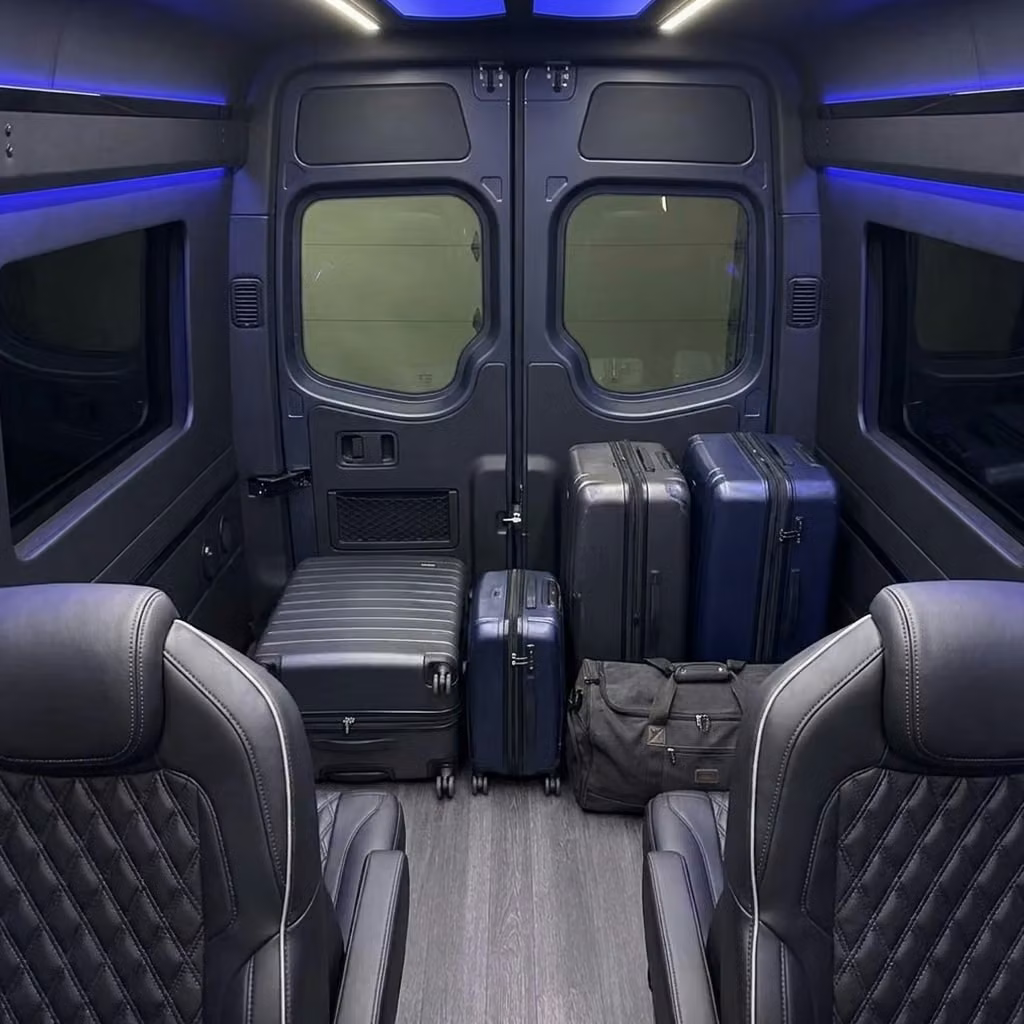 laguna hills sprinter van rental with driver luggage area